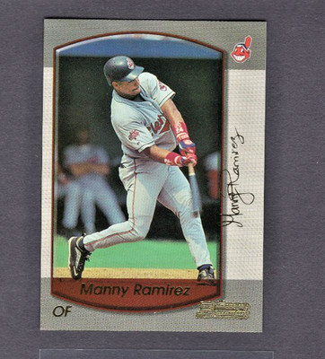 2000 BOWMAN GOLD FOIL PARALLEL JERSEY NUMBER #90 MANNY RAMIREZ RED SOX SP #24/99