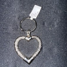 Vintage Silver TONE Large Heart Metal Jewelry Keychain 2" X 2.5"HEART 1"D