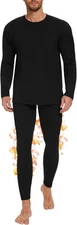 Thermal Underwear for Men Long Johns Set - Fleece Lined Base X-Large, Black 