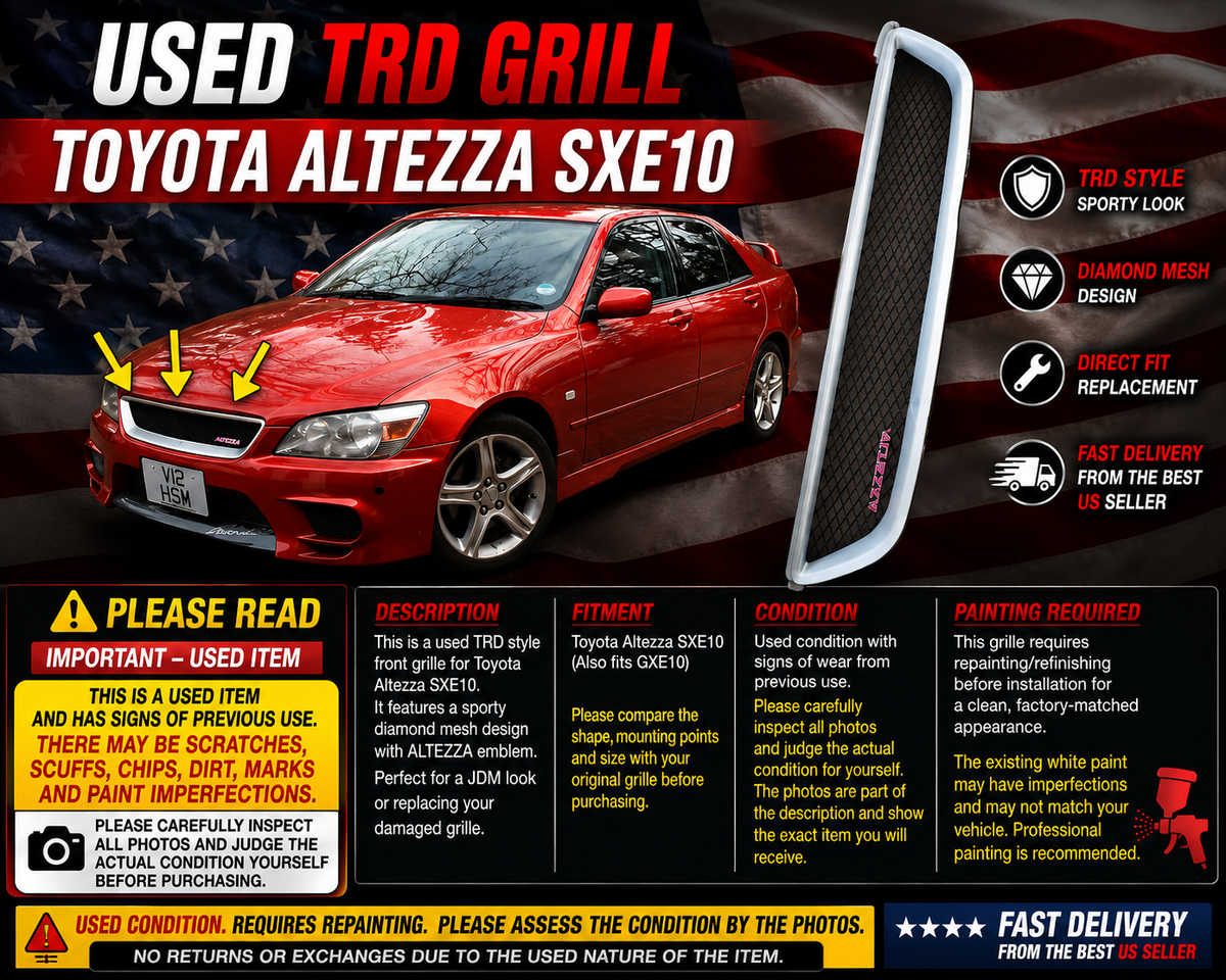 Used OEM TRD Grille For Toyota Altezza SXE10 GXE10 JDM Front Grill
