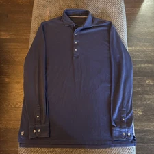 Greyson Polo Shirt Mens XL Extra Large Navy Blue Long Sleeve Lightweight Casual
