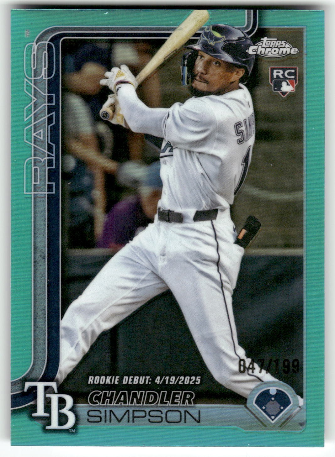 2025 Topps Chrome Update #USC17 Chandler Simpson Aqua Refractors #/199 Rookie RC