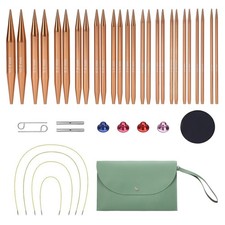 Interchangeable Knitting Needle Set Wood Circular Crochet Hook 13 Sizes 4 Cables