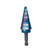 Spyder 19022 3/16–7/8" Hex Shank 12 Step Drill Bit HSS Mach-Blue