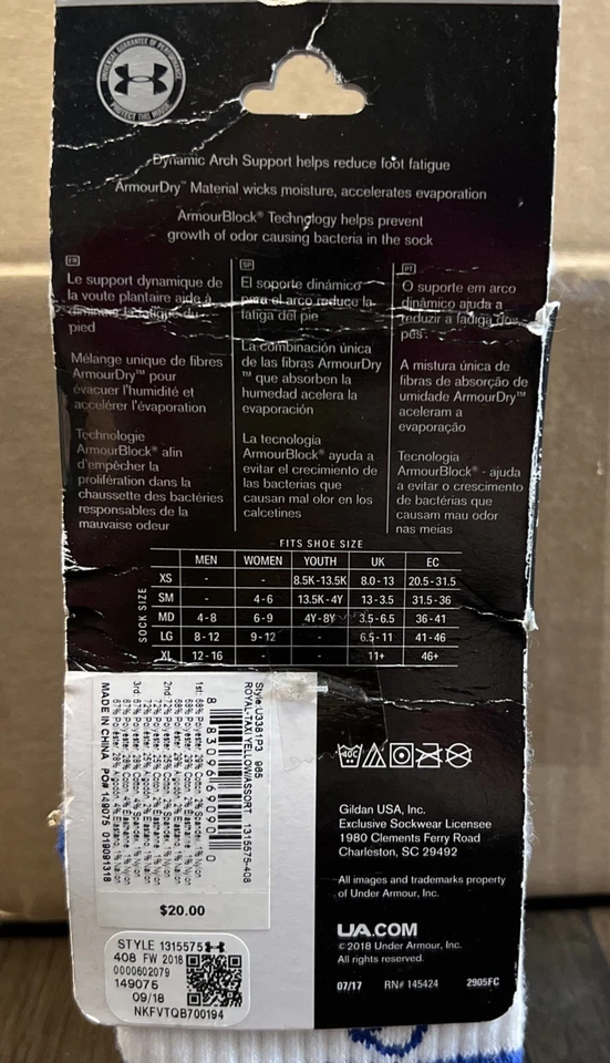 Calcetines de entrenamiento Under Armour UA PHENOM 3 pares juveniles talla 13,5K-4Y azul real Foto 3 de 4