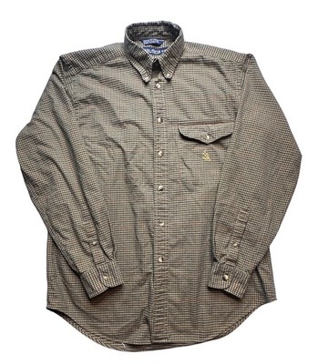 Vintage Nautica Shirt Mens Medium Green Check Cotton Button Down Logo 90s