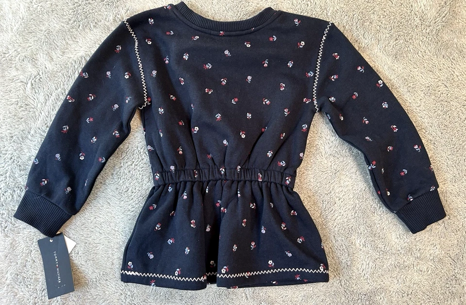 TOMMY HILFIGER TODDLER'S Floral Embroider LS SWEATSHIRT SZ 4T NWT - Image 4 of 4