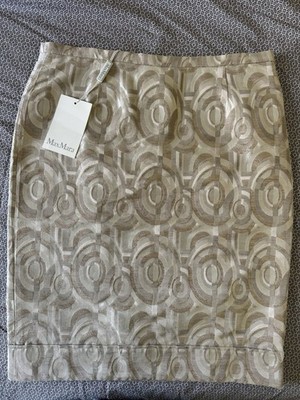 Max Mara Collection Silk Colonial Skirt Size 12 New/Tag  Made In Italy