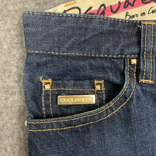 Dsquared2 Jeans Mens 34x34 Dark Blue Cotton Cashmere Made Italy Slim Stain - Picture 9 of 15