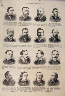 Original Old Antique Print Portrait Members House Commons Parliament 1885 19th