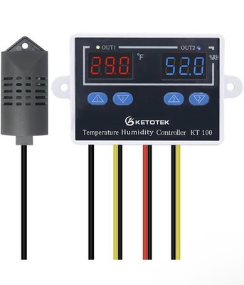 KETOTEK KT100 Humidity Temperature Controller 120V 10A Digital Thermostat