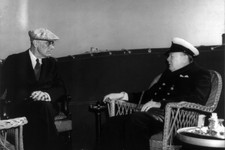 Franklin Roosevelt and Winston Churchill aboard ship at Yalta photo 