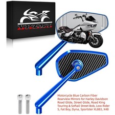 Blue Carbon Fiber Rearview Mirrors For Harley Touring Softail Dyna Sportster X48 Blue Carbon Fiber Rearview Mirrors For Harley Touring Softail Dyna Sportster X48