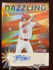 2024 Leaf Vivid - Brady Ebel - Dazzling Performers Auto #d 2/3 Brewers Prospect