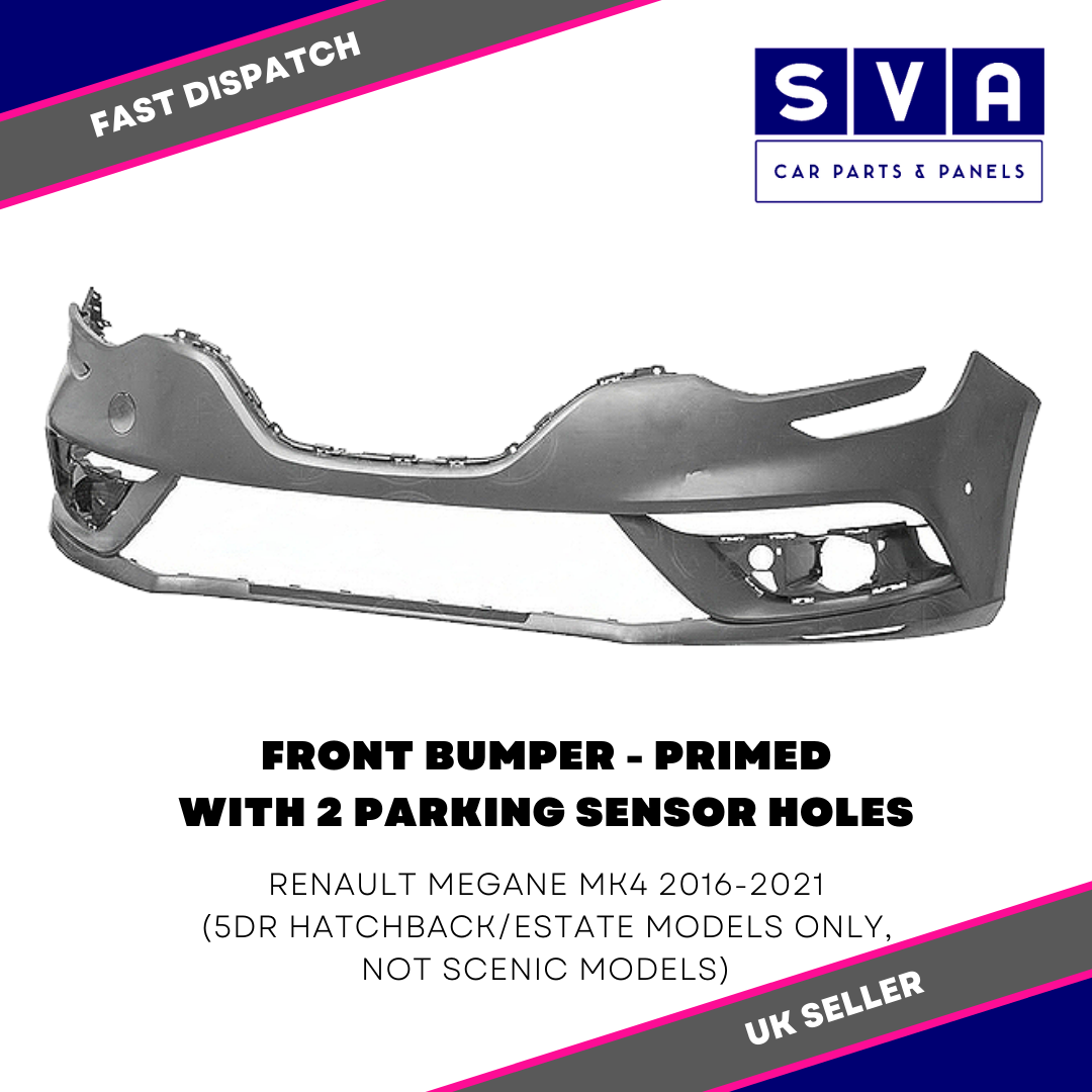 Fits Renault Megane Mk4 2016-2021 Front Bumper Primed +2 Pdc Insurance Approved
