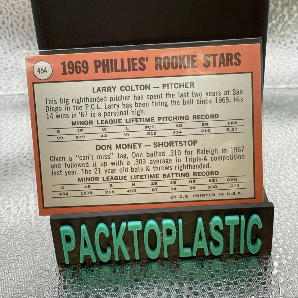 1969 Topps - 1969 Rookie Stars Names in Yellow #454 Larry Colton, Don Money T1 - Image 2 of 2