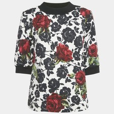 Dolce Gabbana Black Rose Print Jacquard Jumper XS