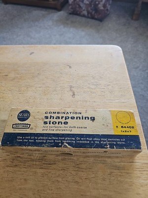 Vintage Sears Craftsman Combination Sharpening Stone 64402  1x2x7 W/ Box