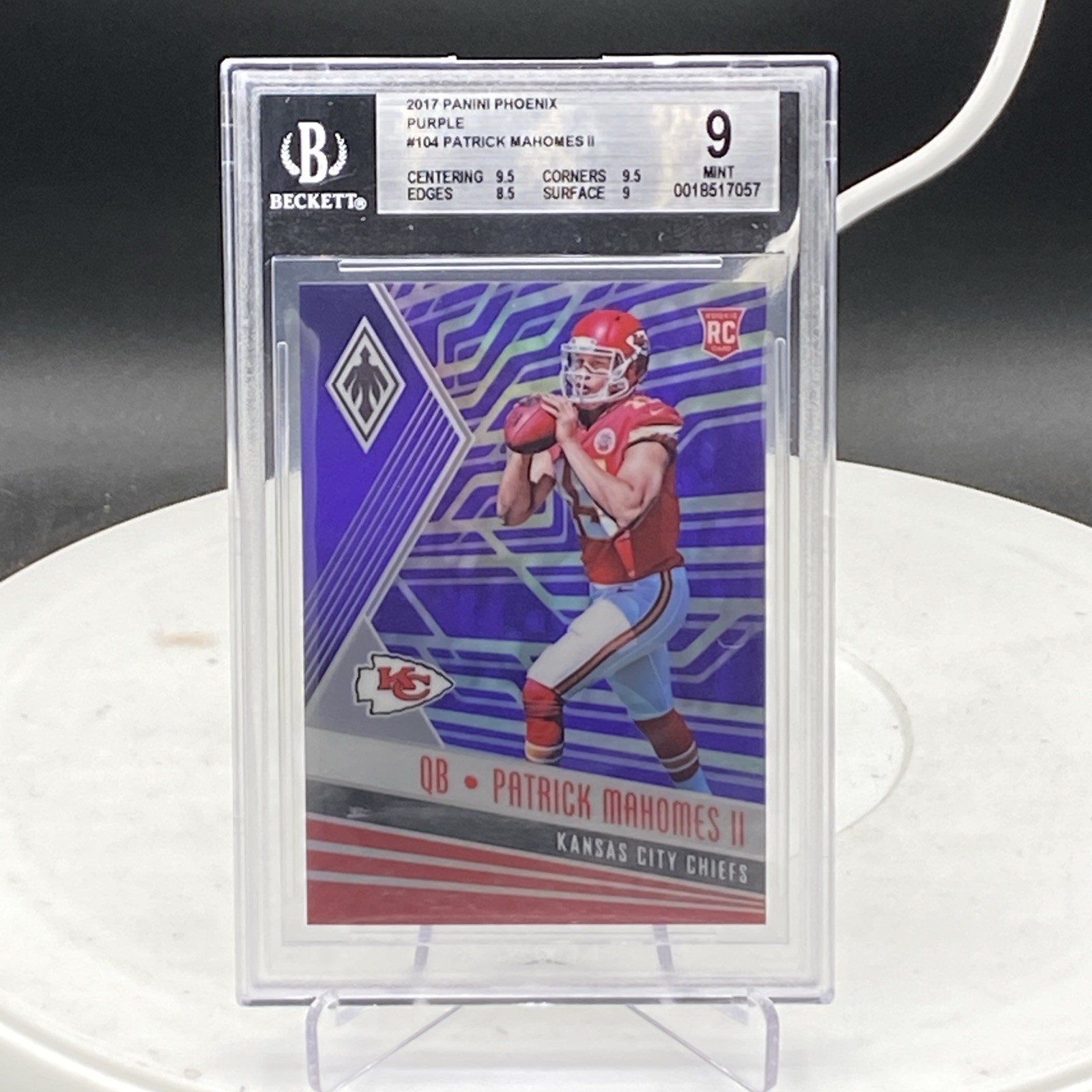 2017 PHOENIX PURPLE PRIZM PATRICK MAHOMES RC /149 BGS 9 MINT!