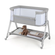Baby Bedside Sleeper Bassinet Bed Folding Portable Adjustable Crib w/ Storage