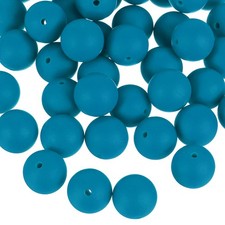 50Pcs 15mm Silicone Beads Round Loose Rubber Bead for DIY Blue Green