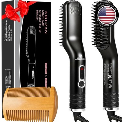 Compact Heated Beard Straightener with 3 Settings - Gift for Men Who Groom