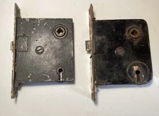 Vintage Cast Iron Mortise Door Lock Skeleton Keyhole Lot Of 2