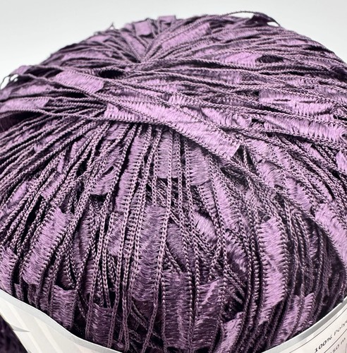 6 Dark Plum Purple Ladder Ribbon Yarns, Ice Polyester 50gr 164yds x 1/8"w NICE - Picture 2 of 3