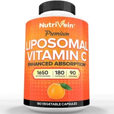 Nutrivein Liposomal Vitamin C 1650mg -180 Capsules - High Absorption Supplements