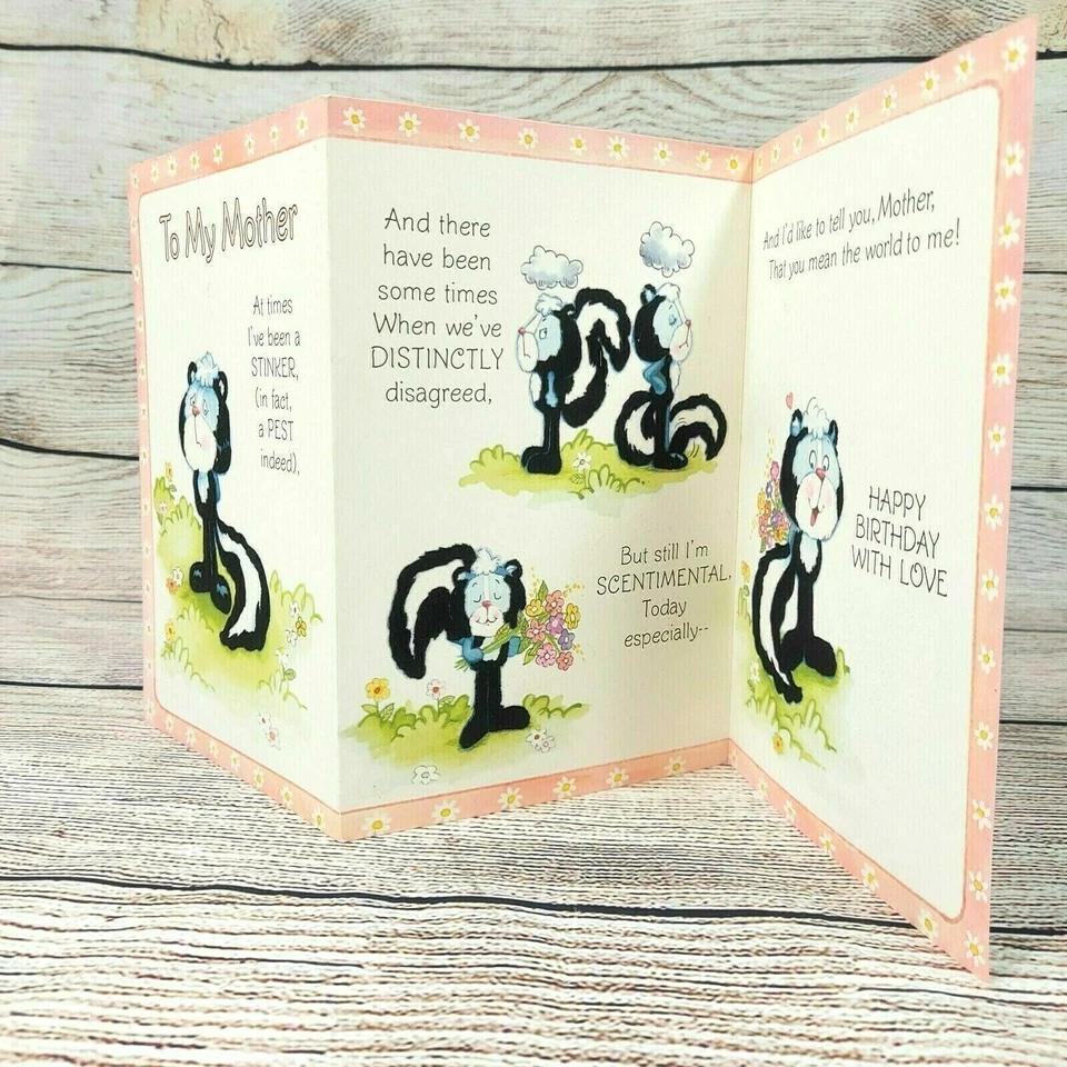 Happy Birthday To My Mother Greeting Card Humorous Card Vintage Unused A Skunk - Image 3 of 4