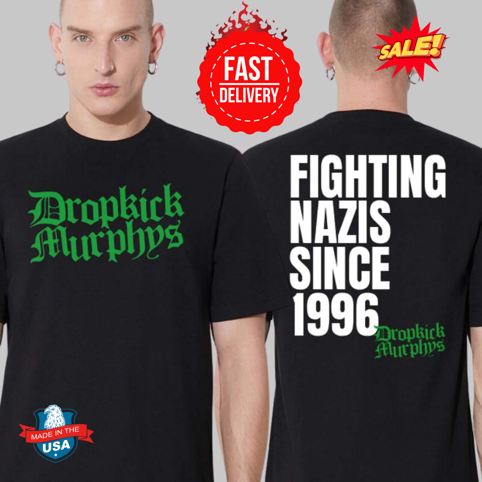 Dropkick Murphys Fighting Nazis Since 1996 Two Sides Classic T-Shirt