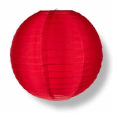 12" Red Nylon Lantern, Even Ribbing, Durable, Hanging Decoration