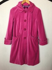 Ness Uk 8 Hot Pink Matilda Velvet Coat Adjustable Rear Half Belt 3d Rose Buttons