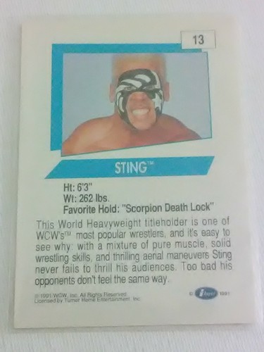 STING Vintage 1991 WCW Trading Cards EXCELLENT NEAR MINT Impel 