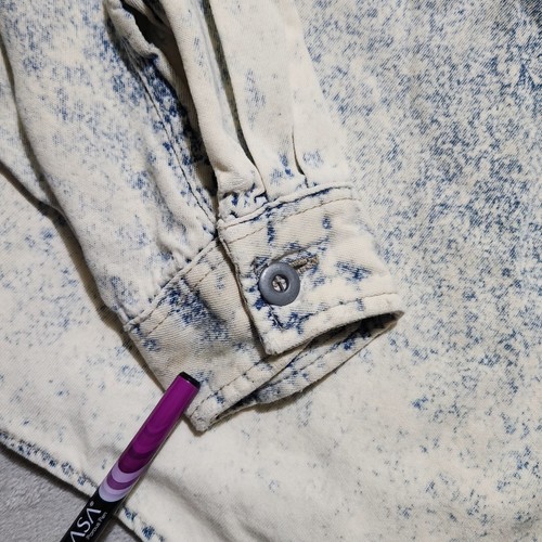 Vintage Acid Wash Denim Shirt Women's Large Bonjour Workwear Jean Top - Picture 7 of 11