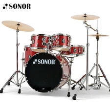 Sonor AQX 5PC STUDIO Red Moon Sparkle Drum Shell Pack w/ Hardware & Cymbals