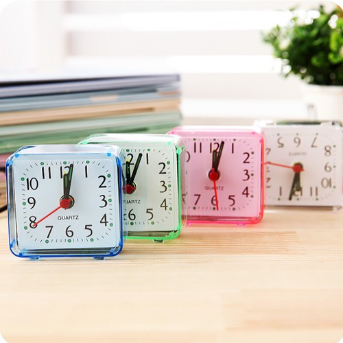 Square Simple Quartz Beep Alarm Clock Cute Portable Travel Table Bedside Clock - Picture 2 of 11