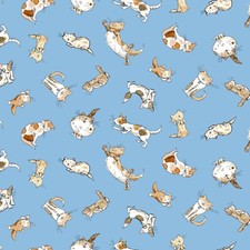Feline Drive Fabric WHAT FRIENDS ARE FOR Kittens Blue - Fat Quarter 18"x22 FQ