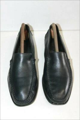 TOD'S Mocassins Cuir Souple Bleu Marine T 37 BE - Photo 1/4