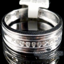 MEN'S 10K WHITE GOLD GENUINE REAL DIAMOND ENGAGEMENT WEDDING BAND RING 5.5MM