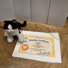 2008 Webkinz Black  White Cat with Adoption Certificate  Secret Code