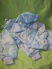 Vintage 1970's RETRO Toddler's Winter 3 pc SNOWSUIT PANTS JACKET HOOD Blue Nylon