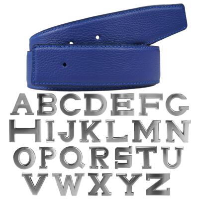 Ledergürtel Wendegürtel in Electric Blue mit Gürtelschnalle 32mm H Silver
