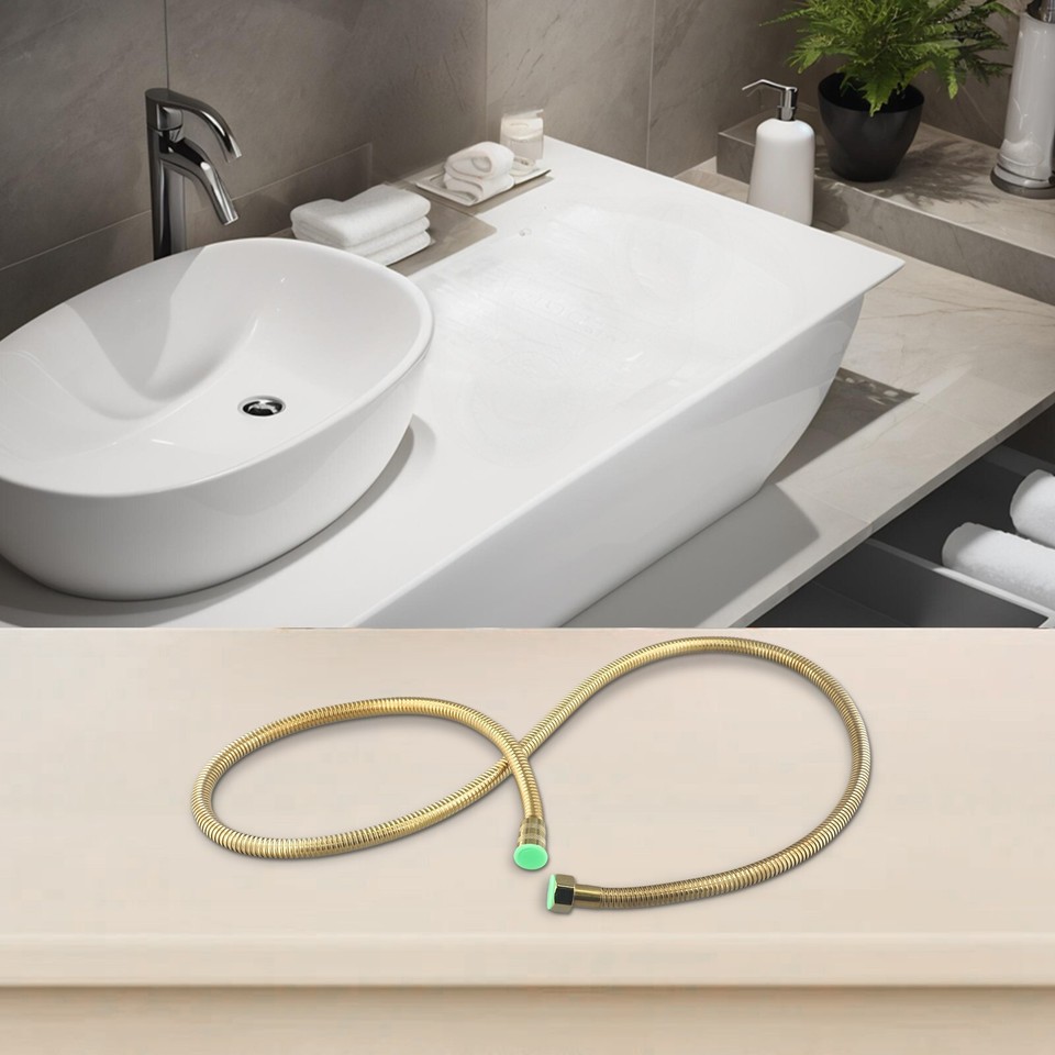 Shower Hose Bathroom Gold Plated Long 1.5m 1/2" Connection Thread eBay