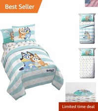 Bluey  Bingo 5 Piece Twin Size Bed Set - Includes Comforter  Sheet Set - Su...