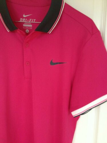 Nike Mens Court Tennis Polo Shirt Small 644776-608 Fuchsia/Black - Afbeelding 1 van 4