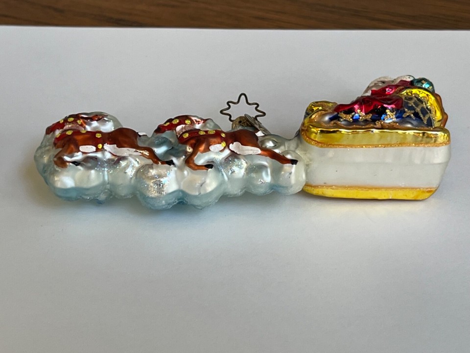 Christopher Radko Ornament Santa in Sleigh with Reindeer Gently Used eBay