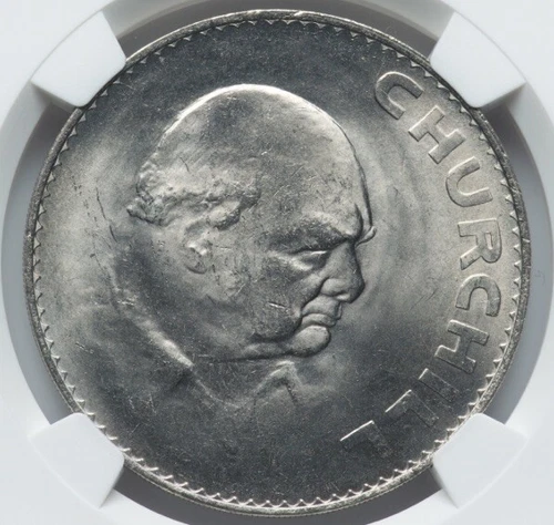 Sir Winston Churchill 1965 Great Britain Crown Coin, Queen Elizabeth II NGC MS64