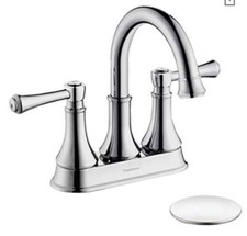 New-Two Handle Bathroom Faucet Chrome 4 inch Centerset Bathroom Sink Chrome-067Y