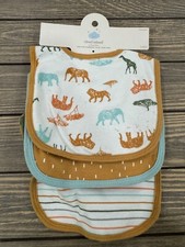 Cloud Island 4-Pack Baby Bibs One Size Cotton OEKO-TEX Certified Animal Stripe